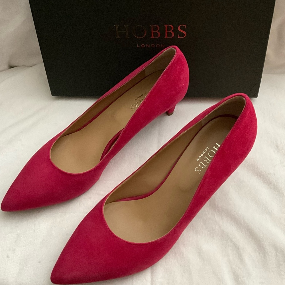 Hobbs Polly Court Pink Suede Heels NWT